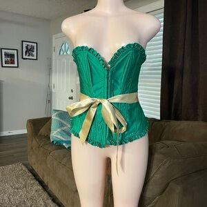 Victoria's Secret Green & Gold corset bra st Patrick’s day medium waist trainer